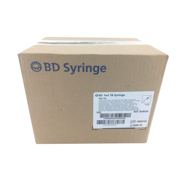 1mL - BD309659 Tuberculin Syringe Clear, Box of 200