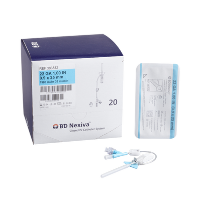 22G x 1" - BD383532 Nexiva Closed IV Catheter System w/ Dual Port, Box of 20