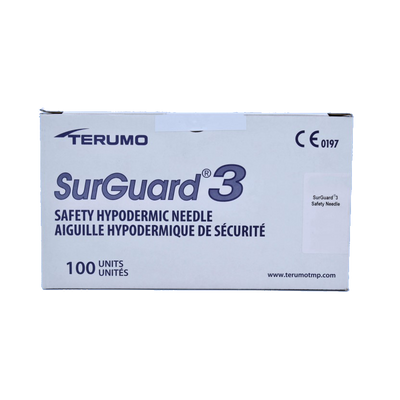 20G x 1" - TERUMO SG3-2025 SurGuard 3 Safety Hypodermic Needle, Box of 100