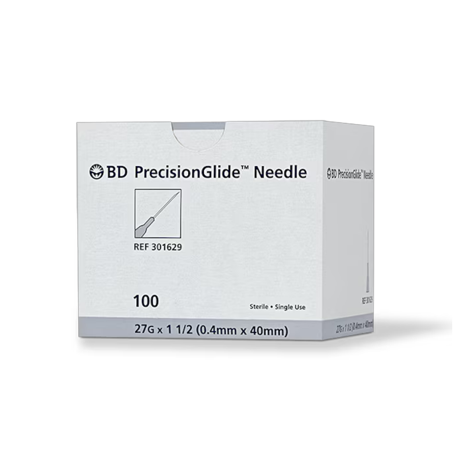 BD PrecisionGlide Hypodermic Needle Sterile, 27G x 1-1/2 in. Gray Hub