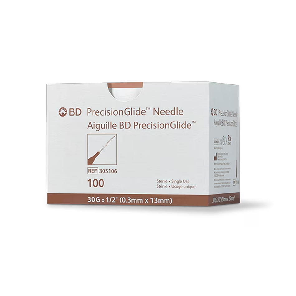 BD PrecisionGlide Hypodermic Needle Sterile, 30G x 1/2 in. Tan Hub