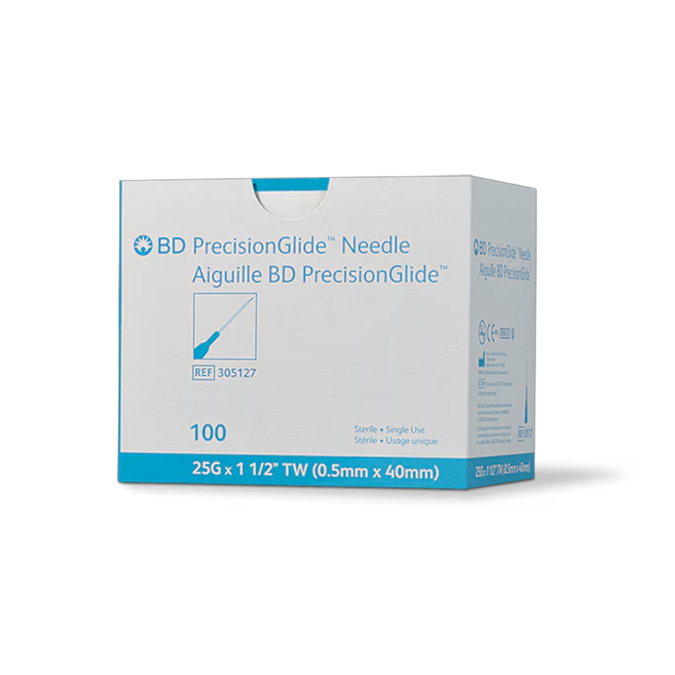 BD PrecisionGlide Hypodermic Needle Sterile, 25G x 1-1/2 in. Blue Hub