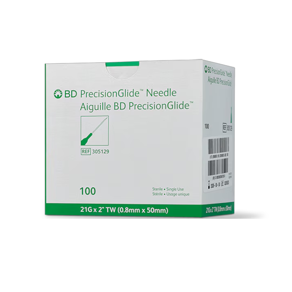 BD PrecisionGlide Hypodermic Needle Sterile, 21G x 2 in. Green Hub