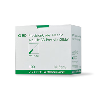 BD PrecisionGlide Needle Sterile, 21G x 1 1/2 in.