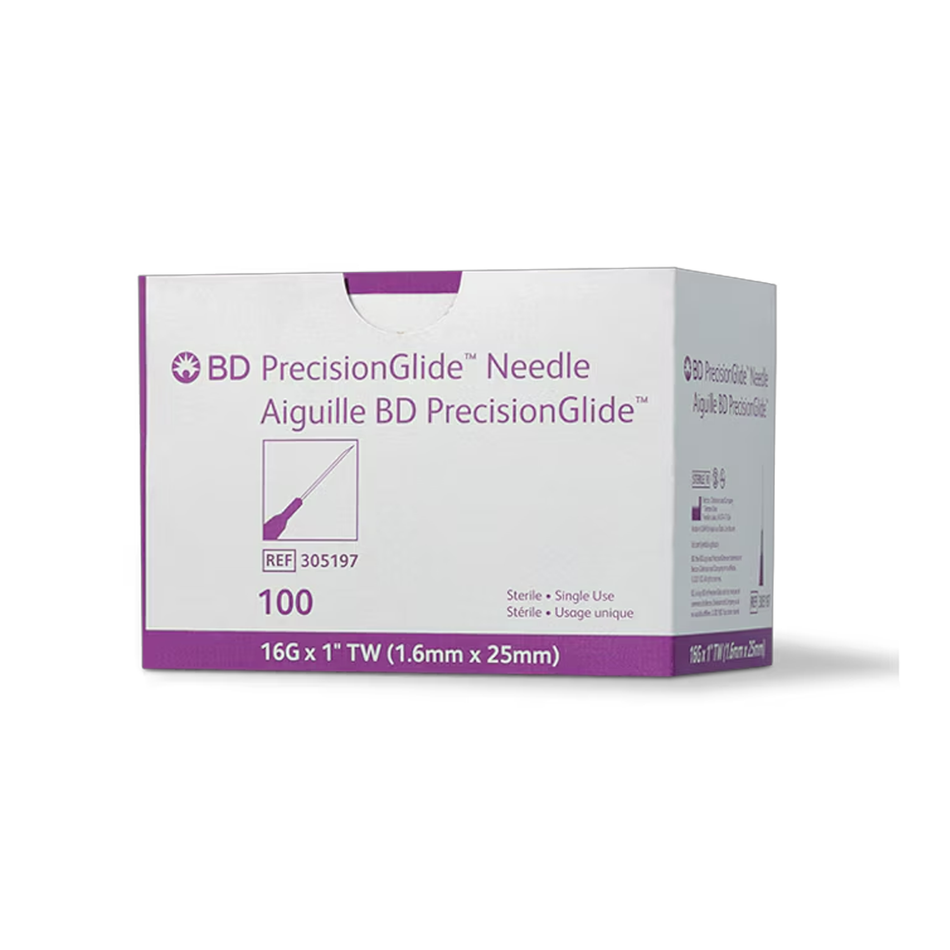 BD PrecisionGlide Hypodermic Needle Sterile, 16G x 1 in. Lavender Hub