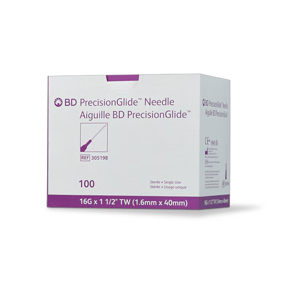 BD PrecisionGlide Hypodermic Needle Sterile, 16G x 1-1/2 in. Lavender Hub