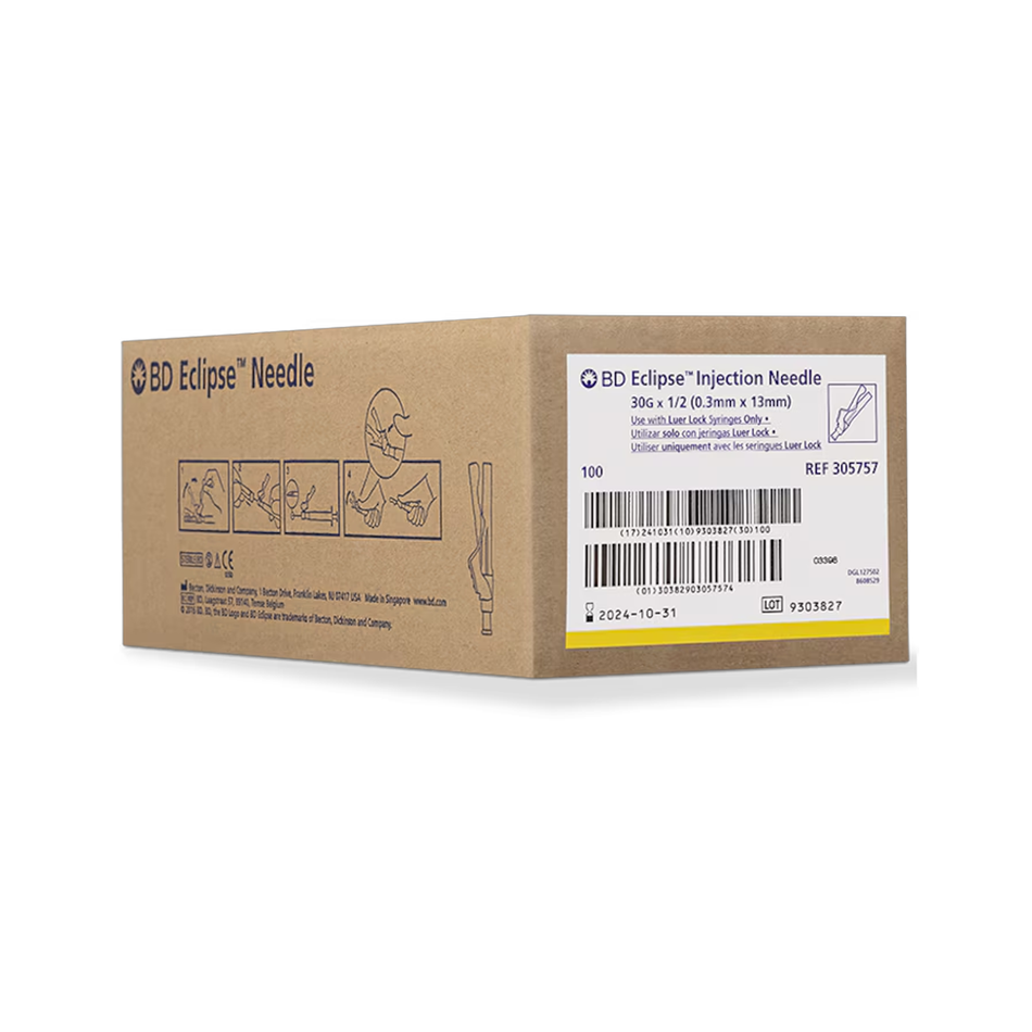Eclipse Hypodermic Safety Needle, 30G x 1/2 in.