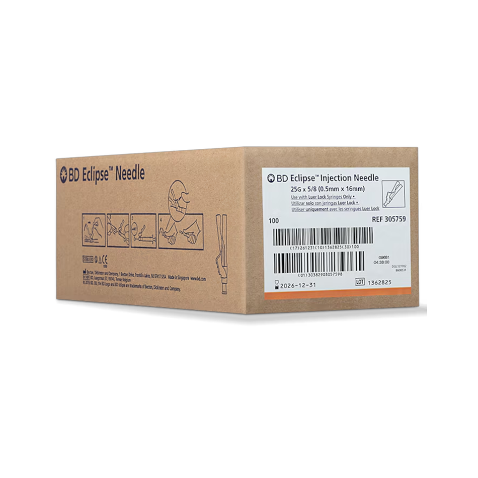 Eclipse Hypodermic Safety Needle, 25G x 5/8 in.