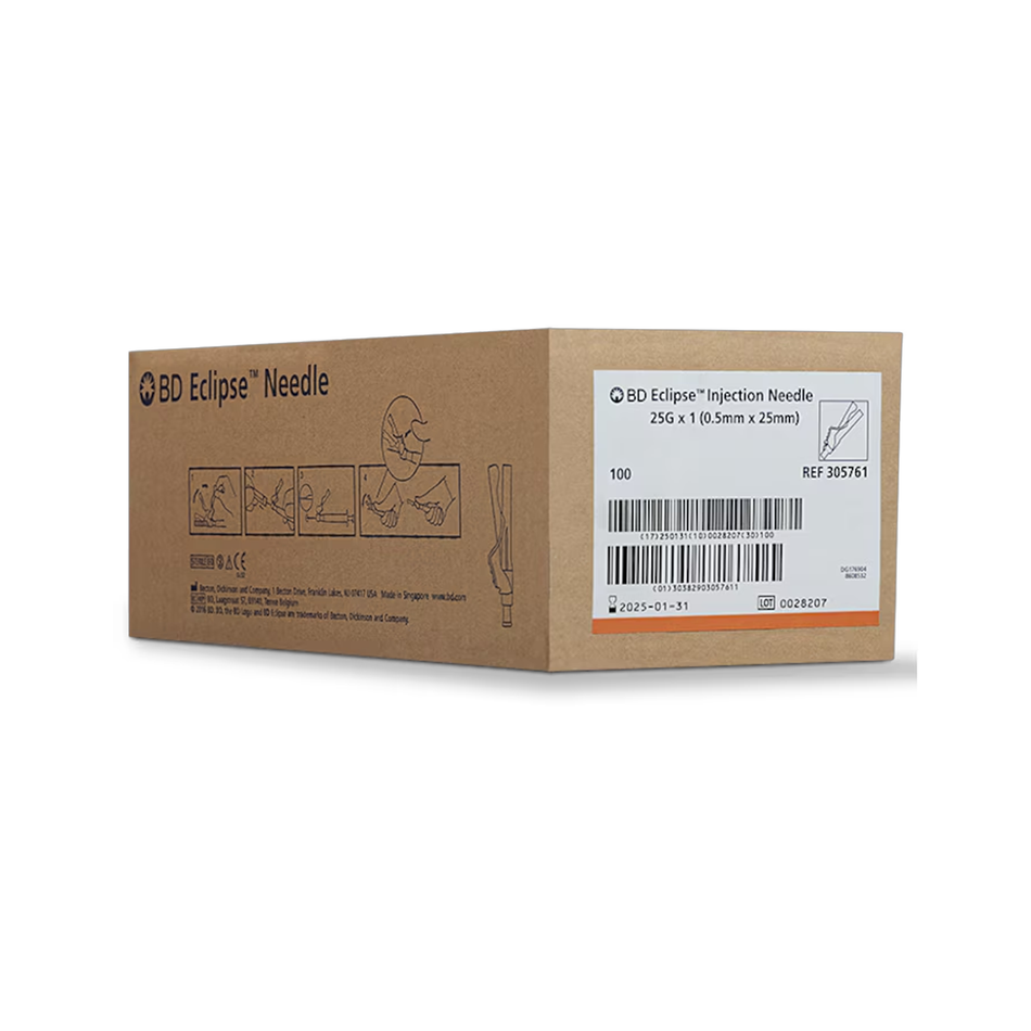 Eclipse Hypodermic Safety Needle, 25G x 1 in.