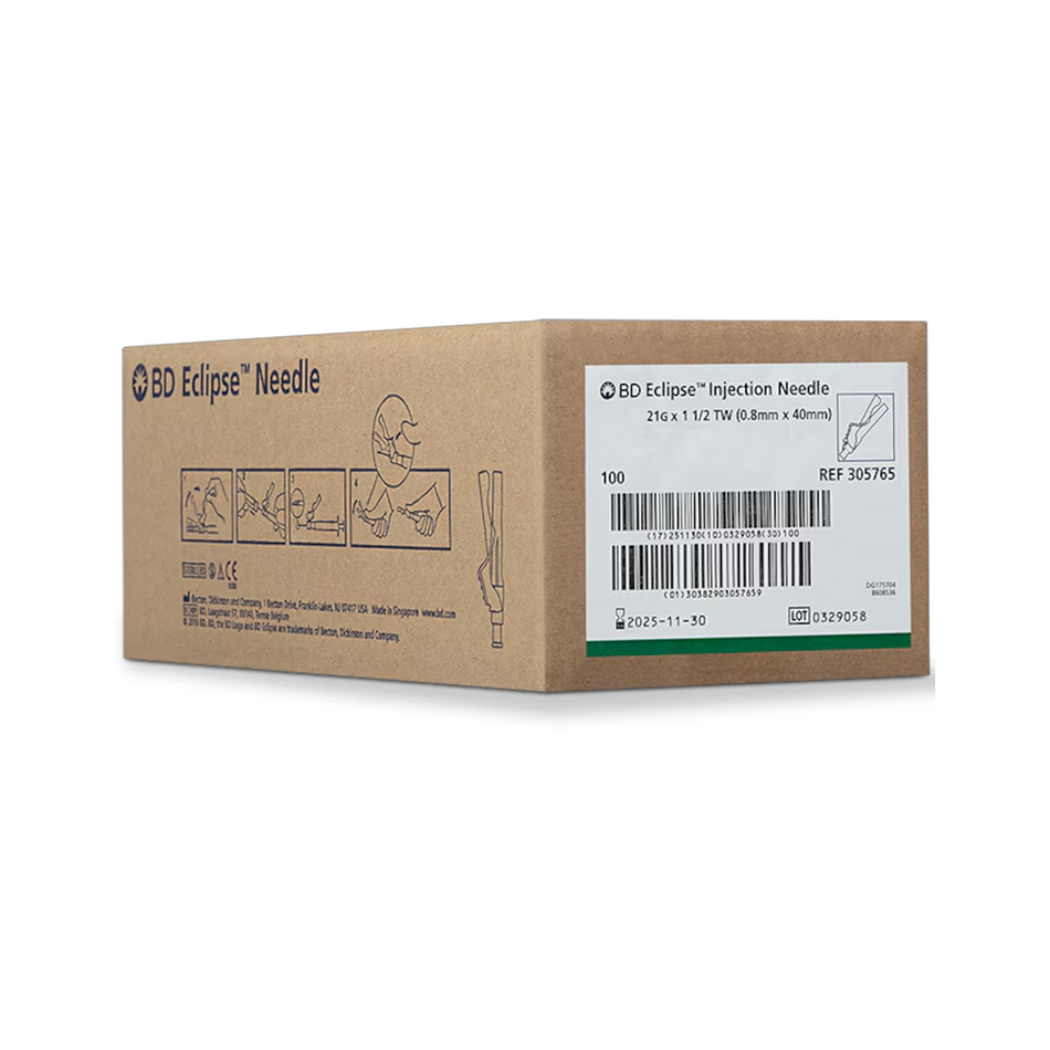 Eclipse Hypodermic Safety Needle, 21G x 1 1/2 in.