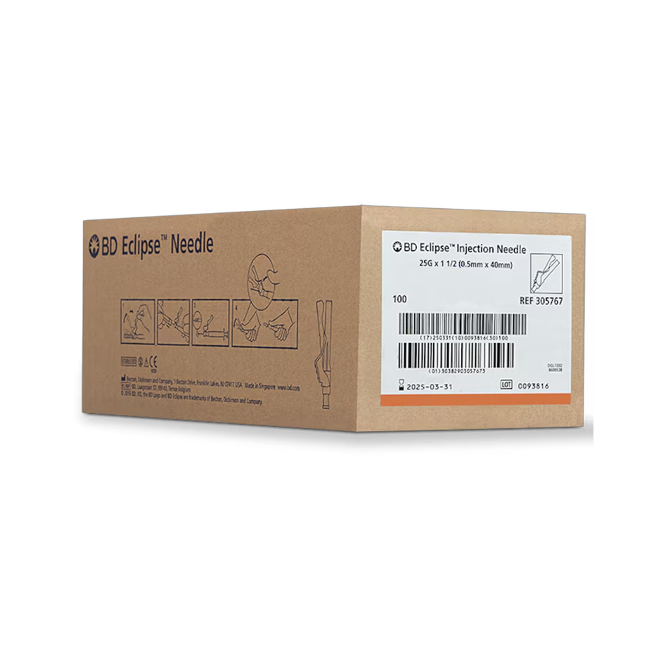 Eclipse Hypodermic Safety Needle, 25G x 1 1/2 in.