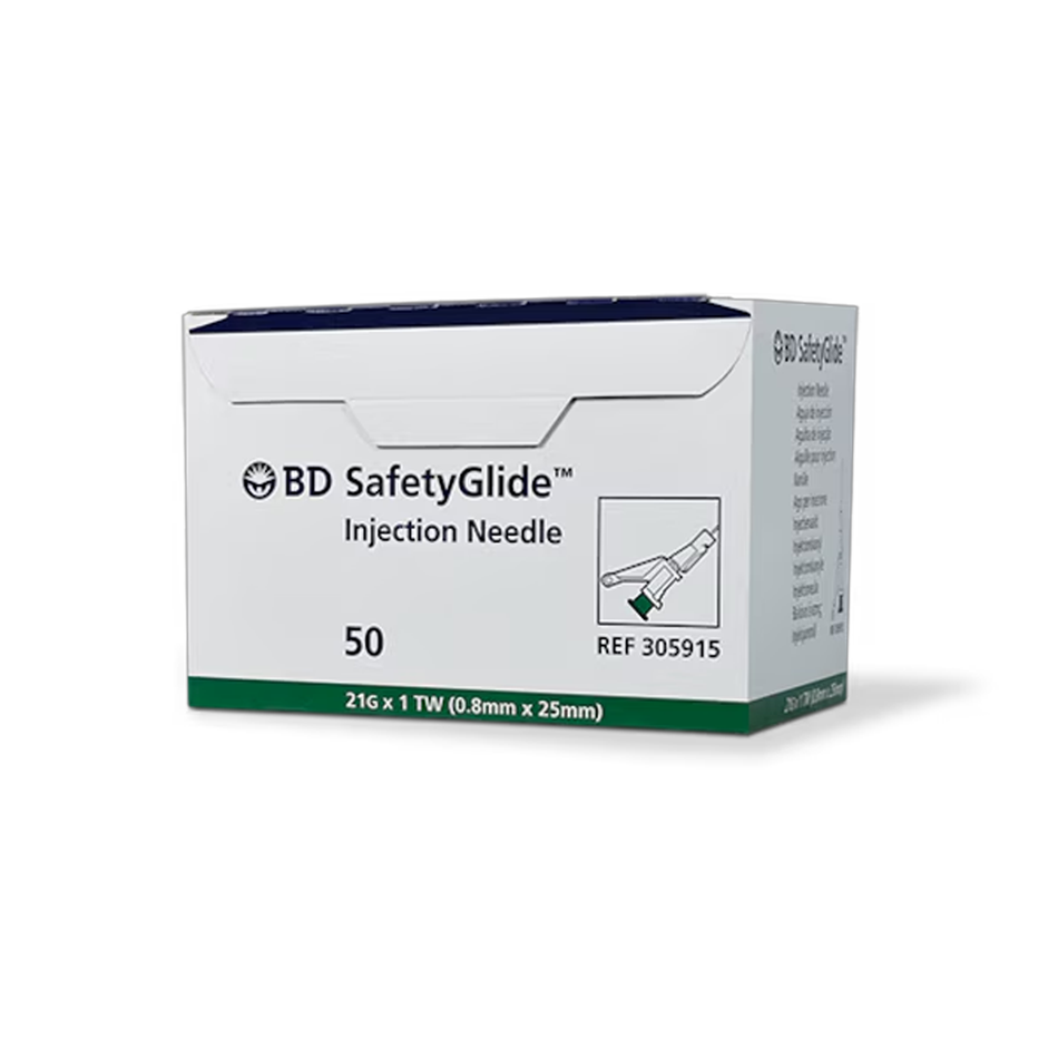 SafetyGlide Hypodermic Safety Needle, 21G x 1 in.