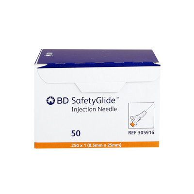 SafetyGlide Hypodermic Safety Needle, 25G x 1 in.