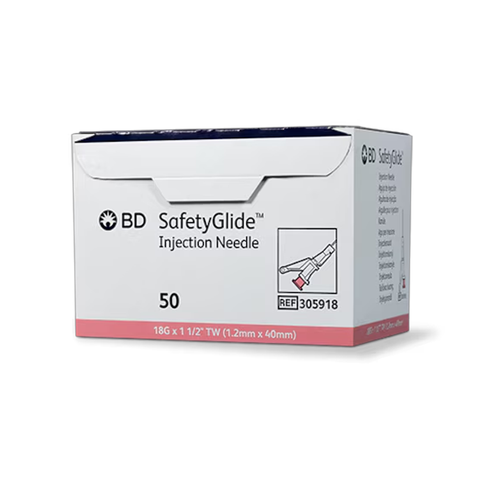 SafetyGlide Hypodermic Safety Needle, 18G x 1 1/2 in.