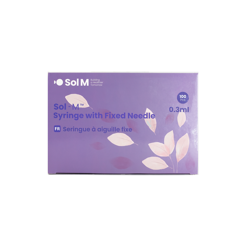 Sol-M Cosmetic 0.3ml Syringe w/ 31G x 8mm Fixed Needle *PE Bags