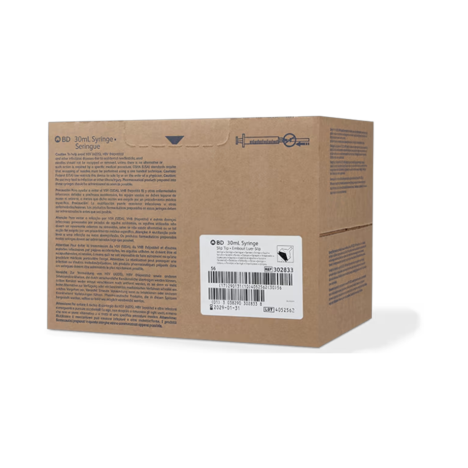 30 mL Luer-Slip Tip Syringe, Sterile, Single-Use