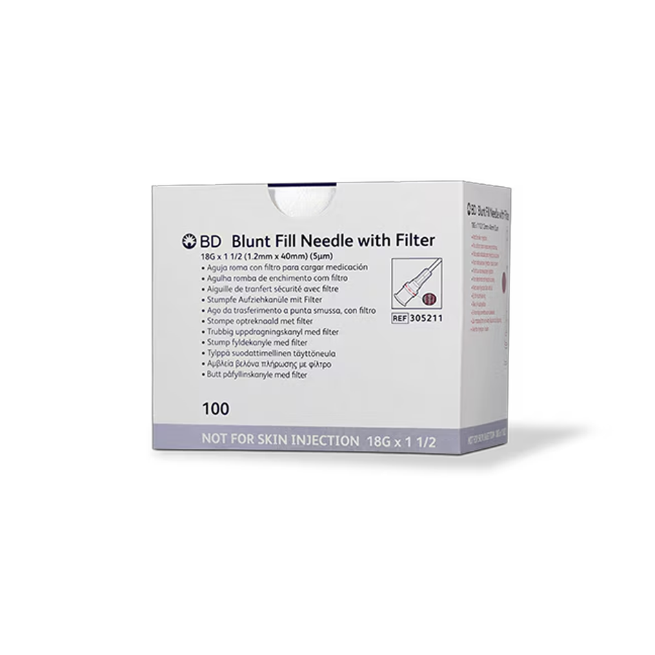 BD Blunt Filter Needle, 18G x 1-1/2 in. (5 micron filter)