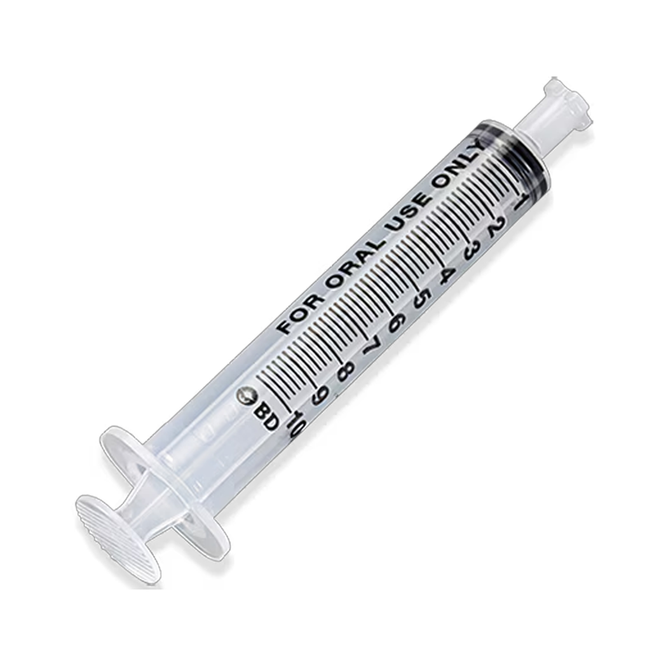 BD Clear Oral Dispensing Syringe Single Use, 10 mL with Tip Cap