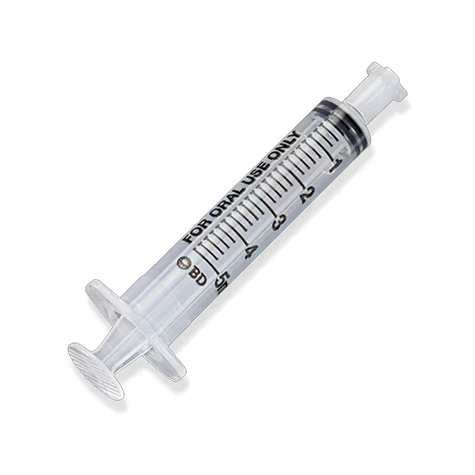 BD Clear Oral Dispensing Syringe Single Use, 5 mL with Tip Cap