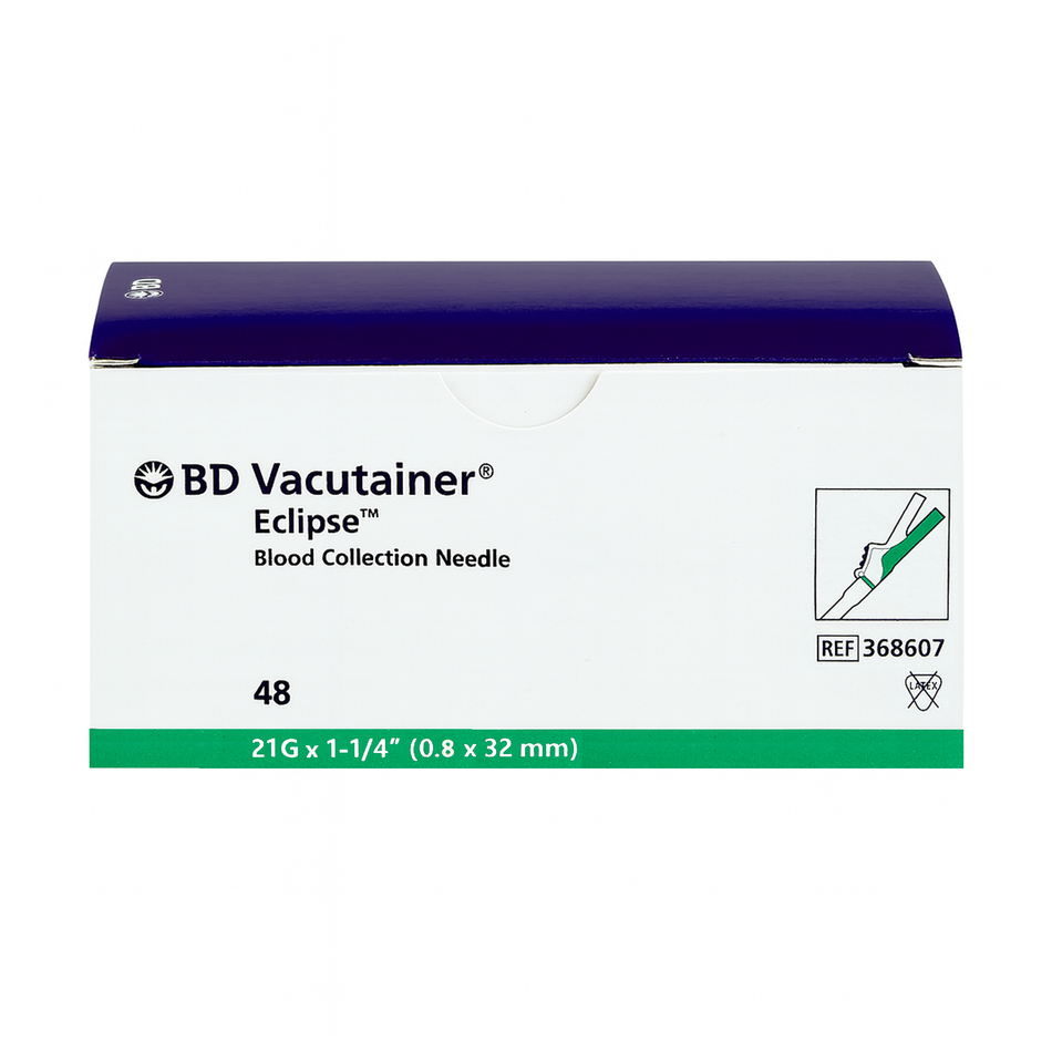 BD Vacutainer Eclipse Blood Collection Needle, 21G x 1-1/4" (0.8 x 32 mm) Green