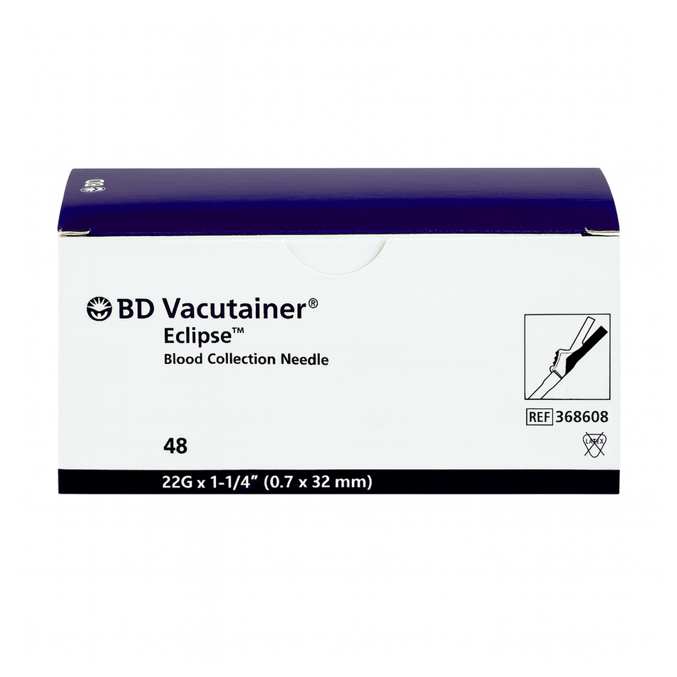 BD Vacutainer Eclipse Blood Collection Needle, 22G x 1-1/4" (0.7 x 32 mm) Black