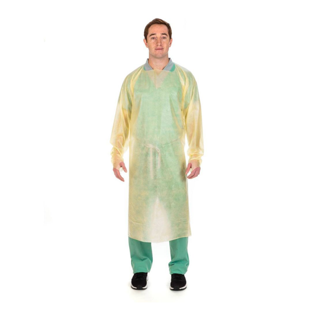 Poly-Coated Protective Yellow Gown, Universal Size