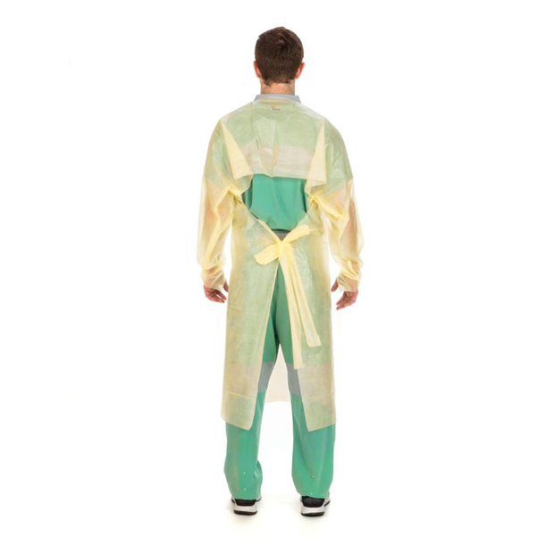 Poly-Coated Protective Yellow Gown, Universal Size