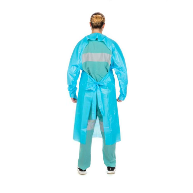 Premium Plastic Blue Film Gown, X-Large Size