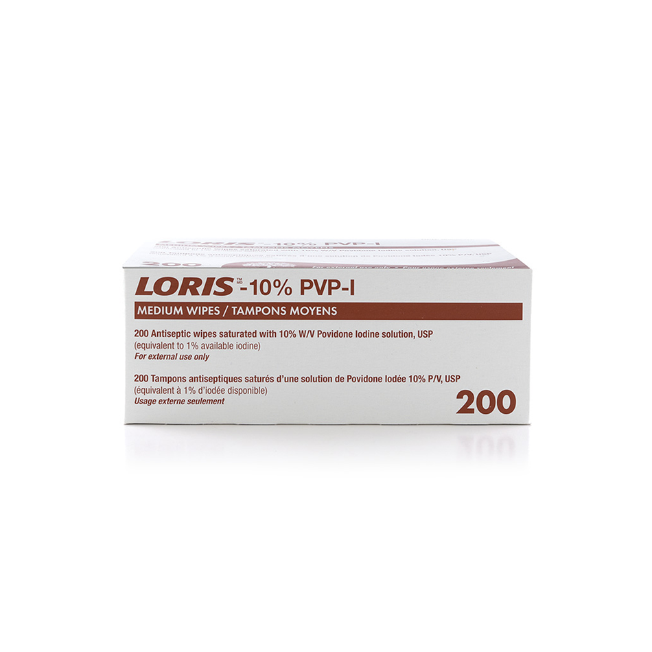 LORIS 10% Povidone Iodine (PVP-I) Antiseptic Wipes, Medium 65 x 35 mm