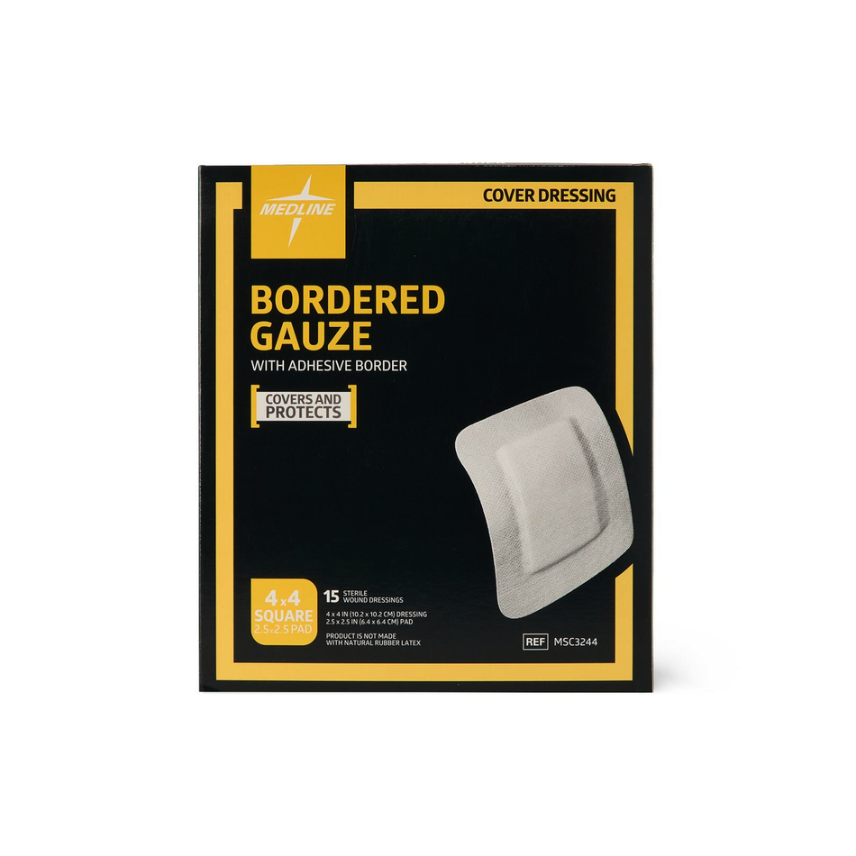 Bordered Gauze Adhesive Island Wound Dressing, 10 x 10 cm w/ 6 x 6 cm Pad