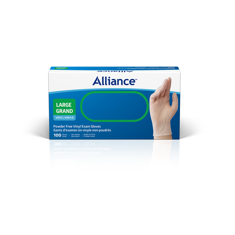 Alliance Powder-Free Vinyl Exam Glove, Clear Large