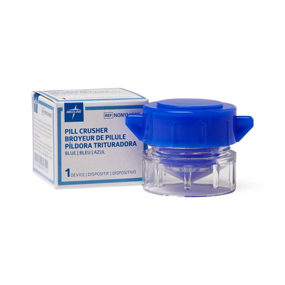 Pill Crusher with Finger Grips, Blue Individually Boxed