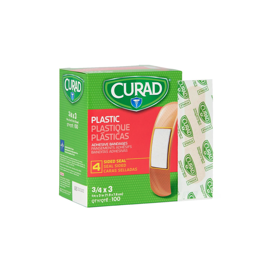 CURAD Plastic Adhesive Bandages, 0.75" x 3" (1.9 cm x 7.6 cm)