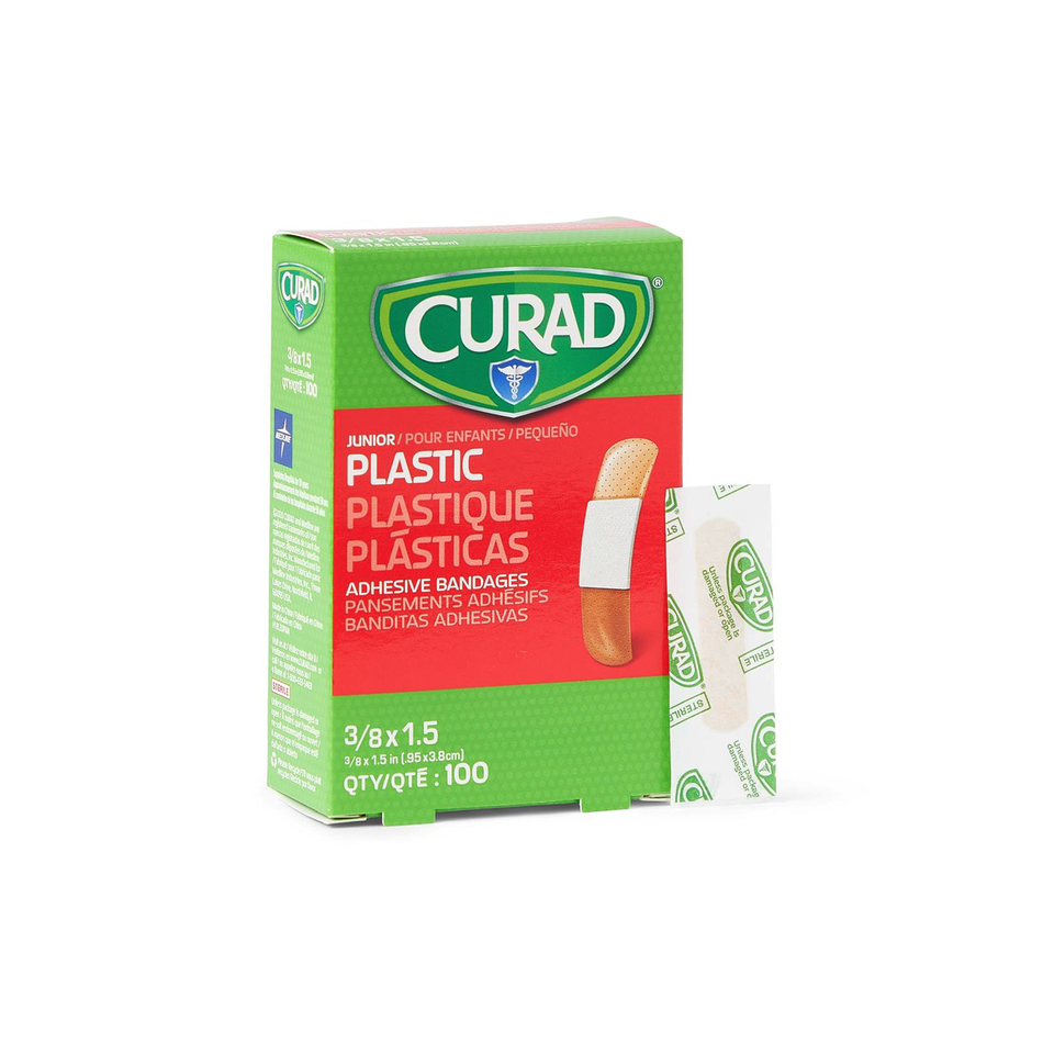 CURAD Junior Plastic Adhesive Bandages, 3/8" x 1.5" (0.95 cm x 3.81 cm)