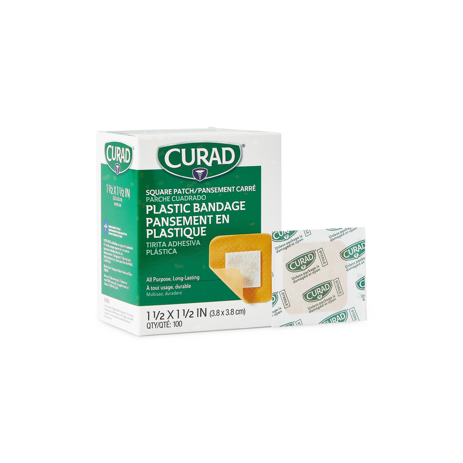 CURAD Plastic Adhesive Bandages, 1.5" x 1.5" (3.81 cm x 3.81 cm)