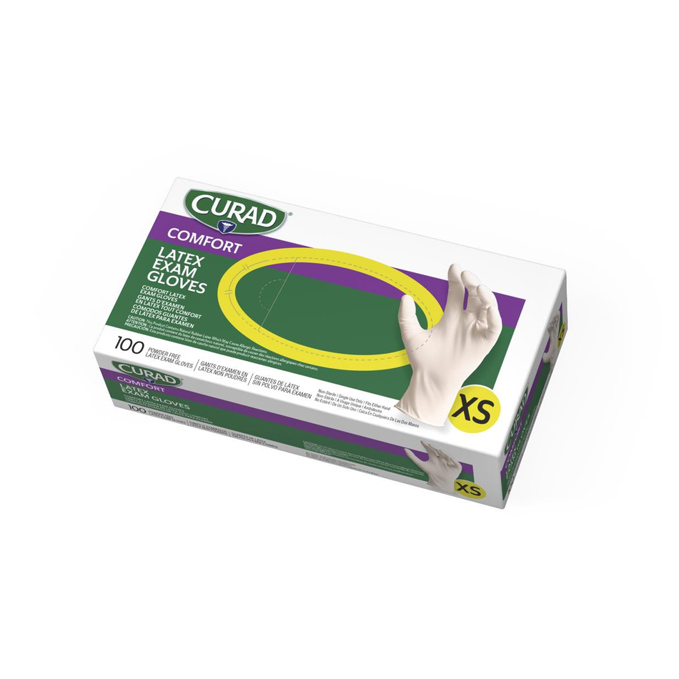 CURAD Powder-Free Latex Exam Glove, Beige Extra Small