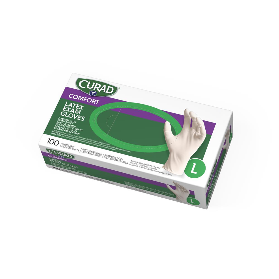 CURAD Powder-Free Latex Exam Glove, Beige Large