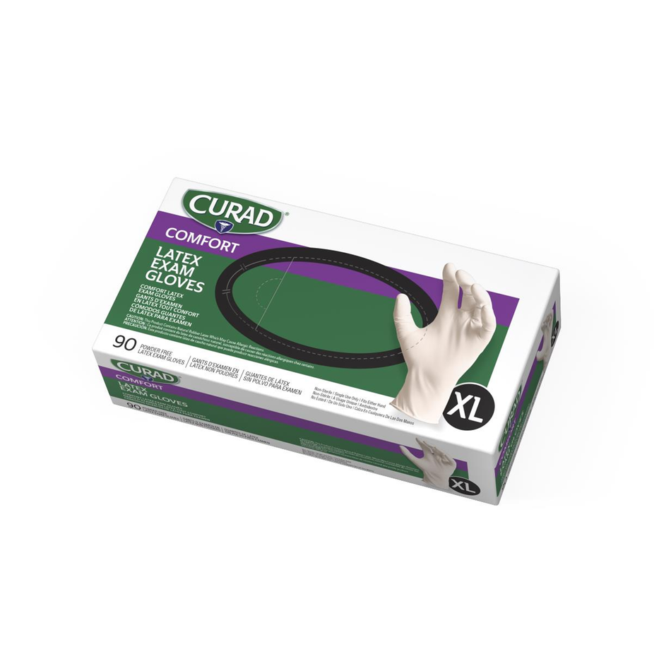 CURAD Powder-Free Latex Exam Glove, Beige Extra Large