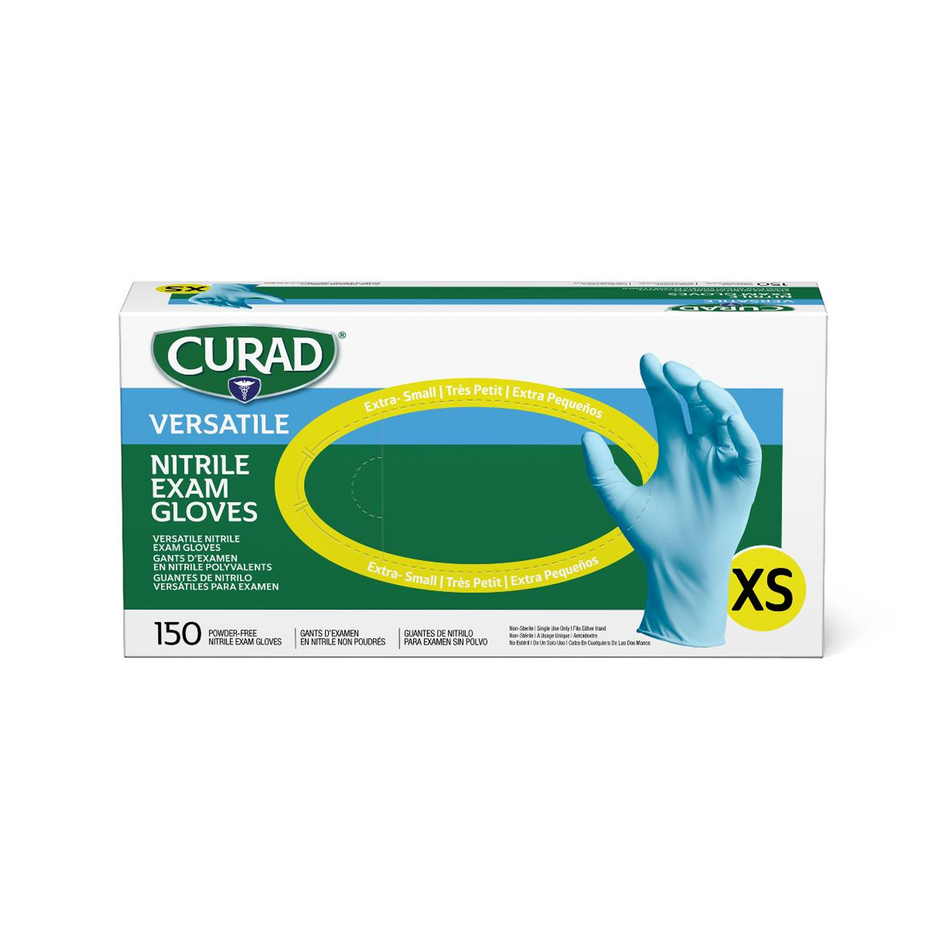 CURAD Textured Nitrile Exam Glove Blue, Size X-Small Powder-Free