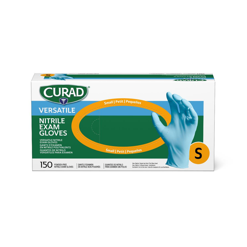 CURAD Textured Nitrile Exam Glove Blue, Size Small Powder-Free