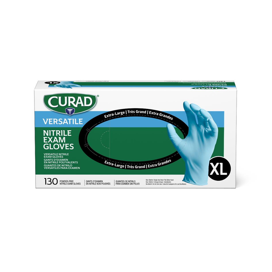 CURAD Textured Nitrile Exam Glove Blue, Size X-Large Powder-Free