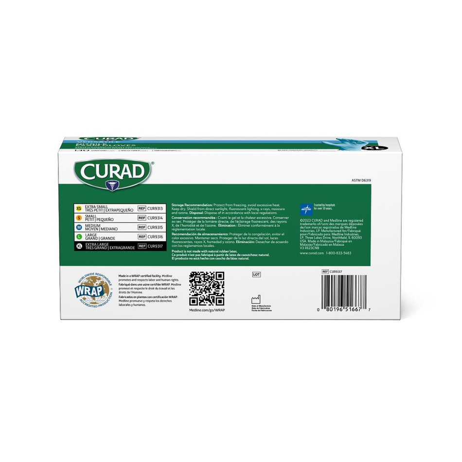 CURAD Textured Nitrile Exam Glove Blue, Size X-Large Powder-Free