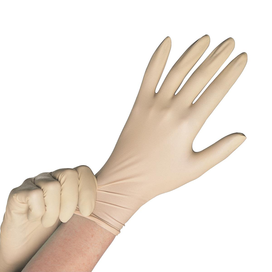 CURAD Stretch Vinyl Exam Gloves Cream, Size Large Powder-Free