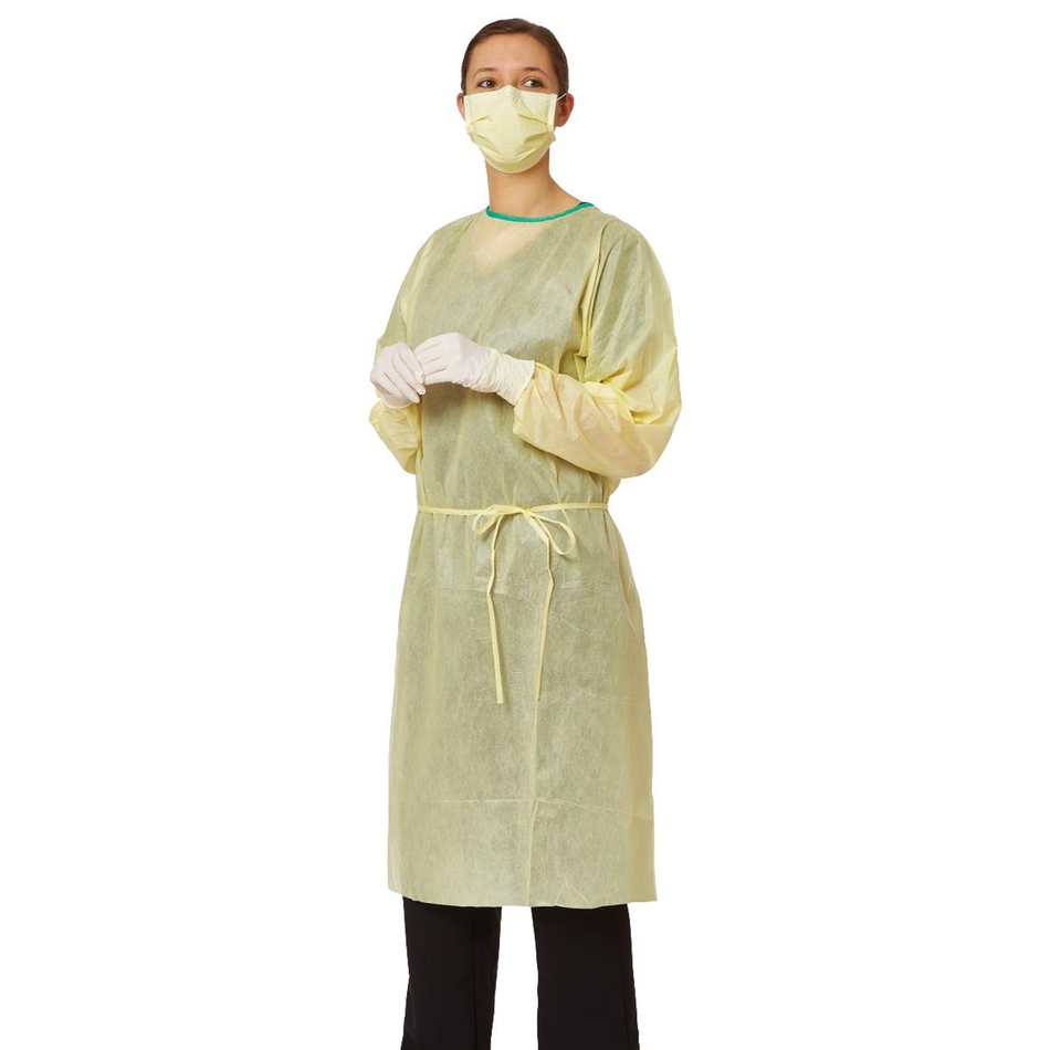AAMI Level 2 Medium Weight Gowns w/ Tape-Tab Neck & Elastic Wrists, Yellow Size XXX-Large
