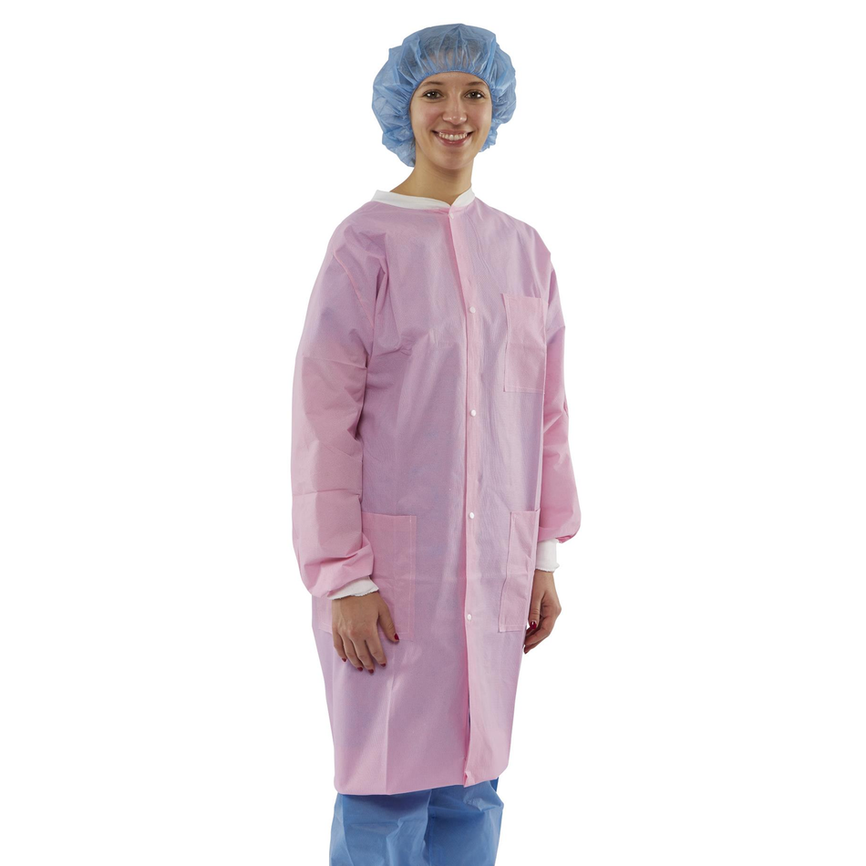 Multi-Layer Pink Lab Coat w/ Knit Cuffs & Collar, Size X-Large
