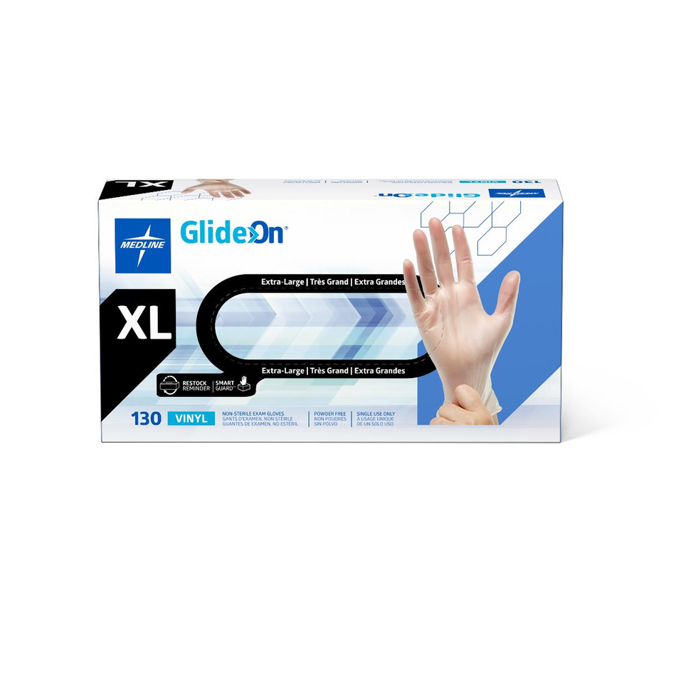 Glide-On Powder-Free Vinyl Exam Glove, Clear Extra Large