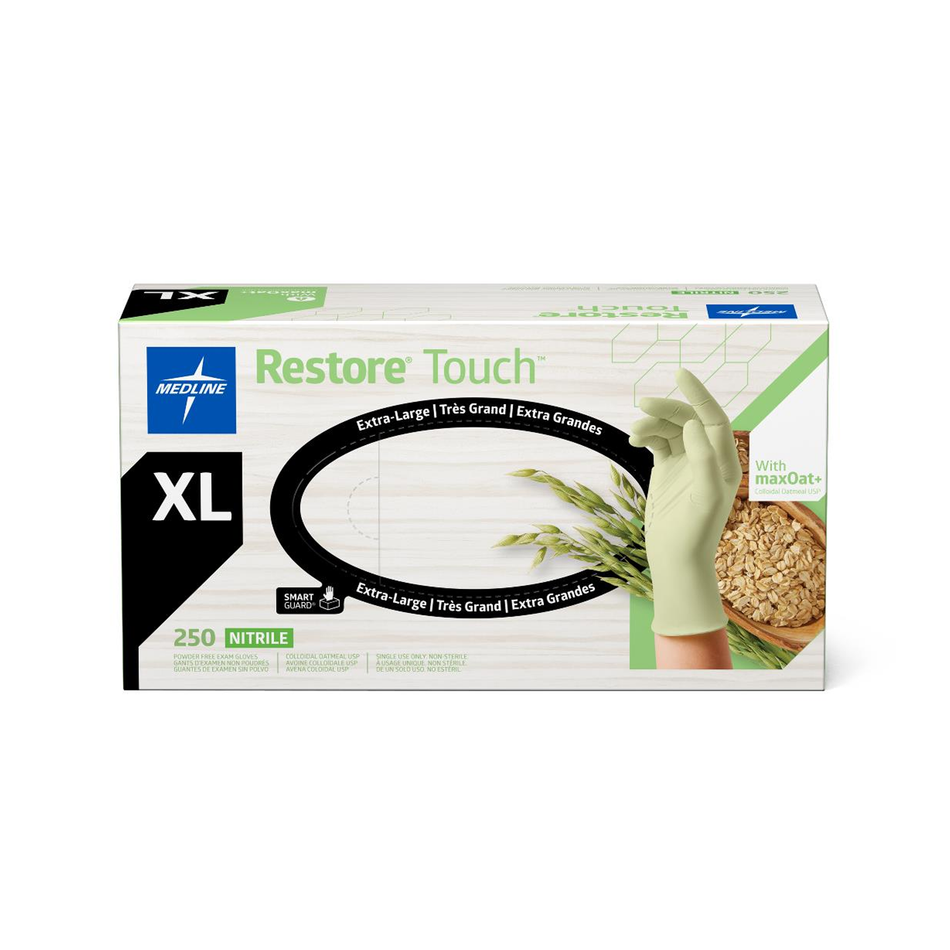 Restore Touch Green Nitrile Exam Gloves with Oatmeal, Size X-Large