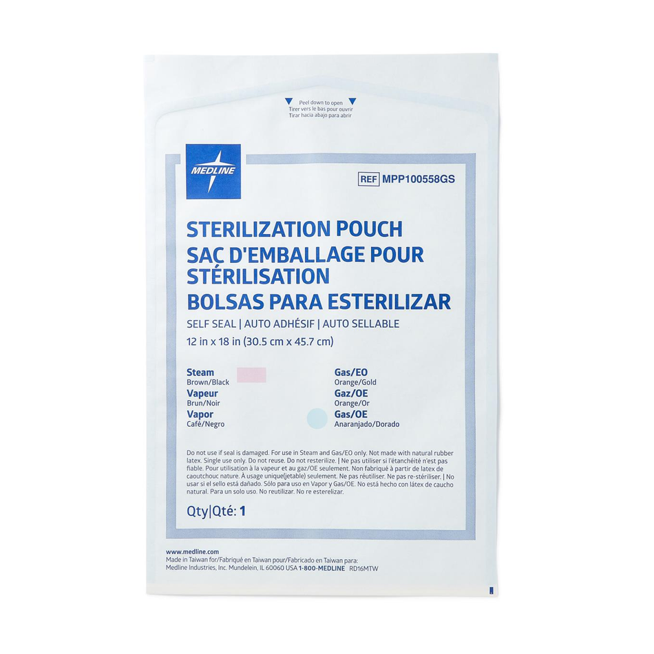 Steam and Gas Self-Seal Sterilization Pouch, 12" x 18" (30.5 x 45.7 cm)