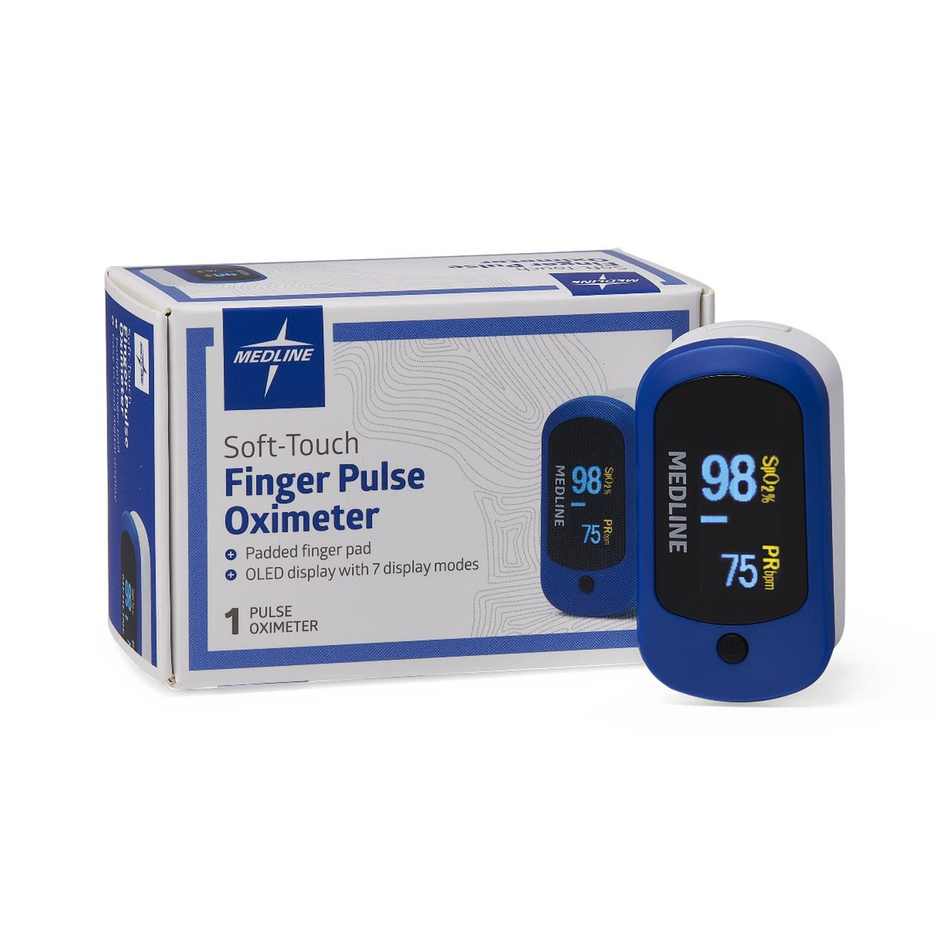 Soft-Touch Finger Pulse Oximeter with OLED Display, 7 Viewing Directions and Lanyard