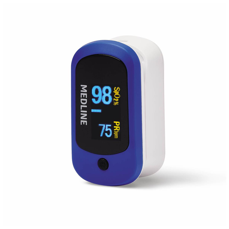Soft-Touch Finger Pulse Oximeter with OLED Display, 7 Viewing Directions and Lanyard